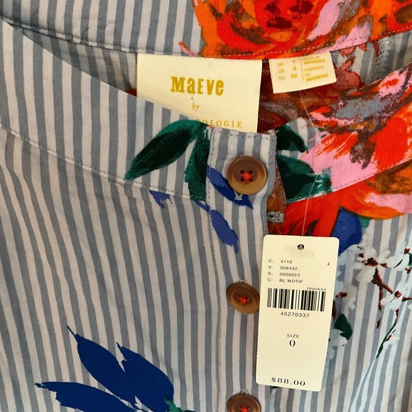 Maeve by Anthropologie Women's 0 Lilorne Floral Button Down Tie Waist MSRP $88 - Picture 3 of 5